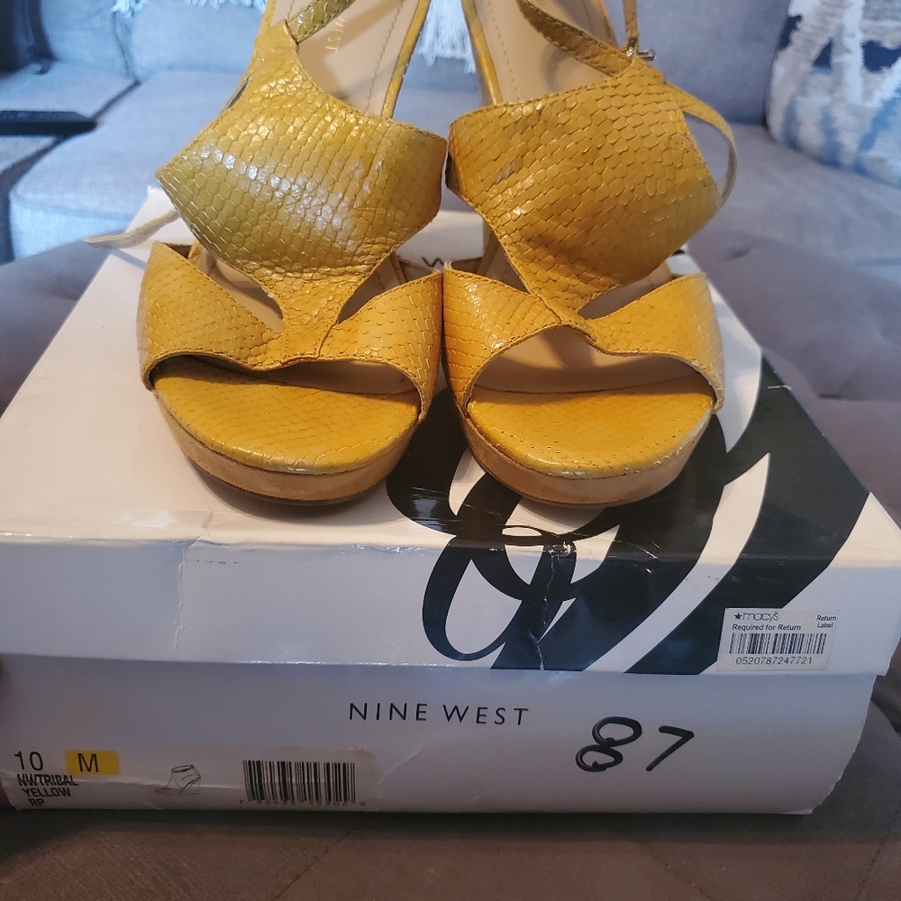 Nine west yellow wedges